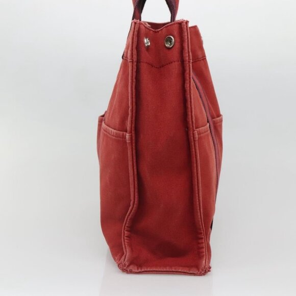 HERMES Fourre Tout MM Hand Bag Canvas Red Silver Auth - Picture 5 of 16